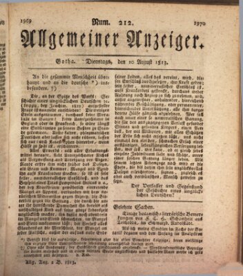 Allgemeiner Anzeiger der Deutschen Dienstag 10. August 1813