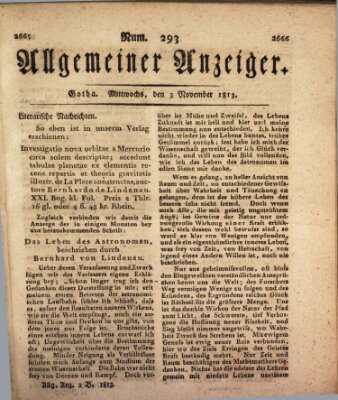 Allgemeiner Anzeiger der Deutschen Mittwoch 3. November 1813