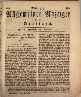 Allgemeiner Anzeiger der Deutschen Mittwoch 1. Dezember 1813