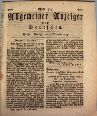 Allgemeiner Anzeiger der Deutschen Montag 27. Dezember 1813