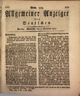 Allgemeiner Anzeiger der Deutschen Mittwoch 29. Dezember 1813