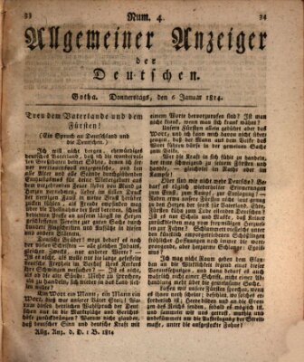 Allgemeiner Anzeiger der Deutschen Donnerstag 6. Januar 1814