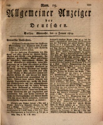 Allgemeiner Anzeiger der Deutschen Mittwoch 19. Januar 1814