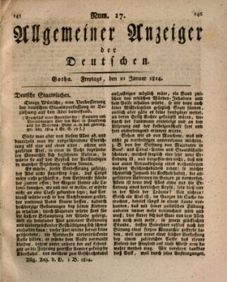 Allgemeiner Anzeiger der Deutschen Freitag 21. Januar 1814