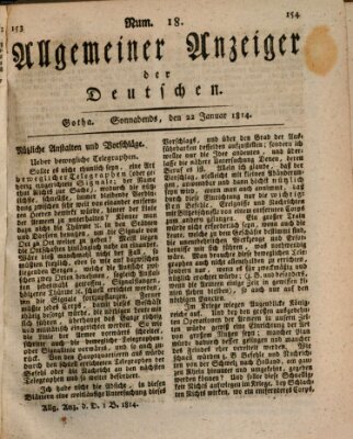 Allgemeiner Anzeiger der Deutschen Samstag 22. Januar 1814