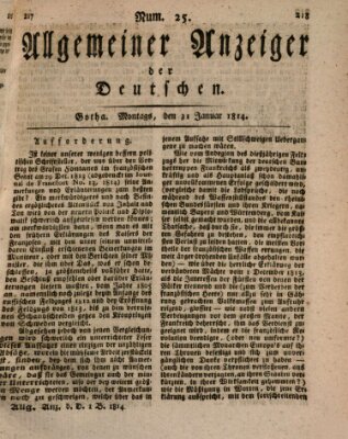 Allgemeiner Anzeiger der Deutschen Montag 31. Januar 1814