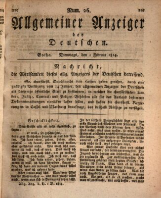 Allgemeiner Anzeiger der Deutschen Dienstag 1. Februar 1814