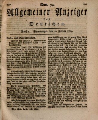 Allgemeiner Anzeiger der Deutschen Donnerstag 10. Februar 1814