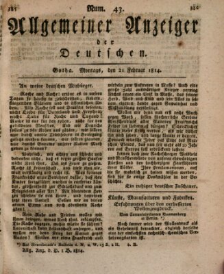 Allgemeiner Anzeiger der Deutschen Montag 21. Februar 1814