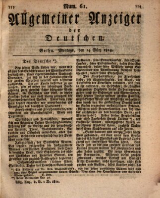 Allgemeiner Anzeiger der Deutschen Montag 14. März 1814