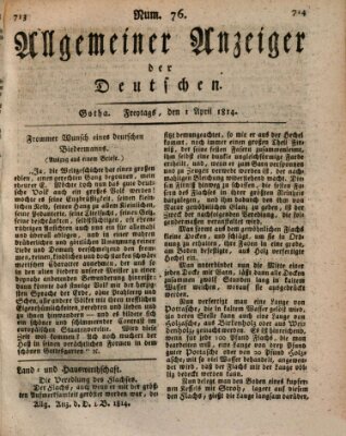 Allgemeiner Anzeiger der Deutschen Freitag 1. April 1814