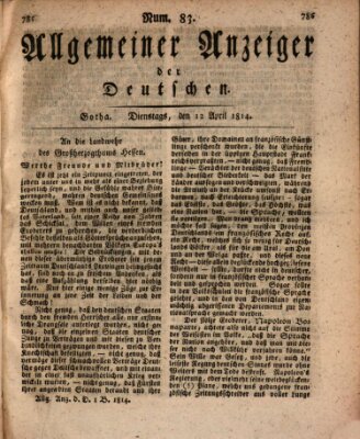 Allgemeiner Anzeiger der Deutschen Dienstag 12. April 1814