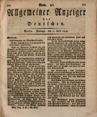 Allgemeiner Anzeiger der Deutschen Freitag 15. April 1814