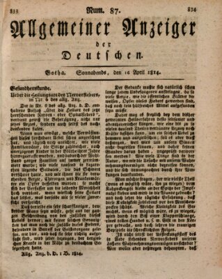 Allgemeiner Anzeiger der Deutschen Samstag 16. April 1814