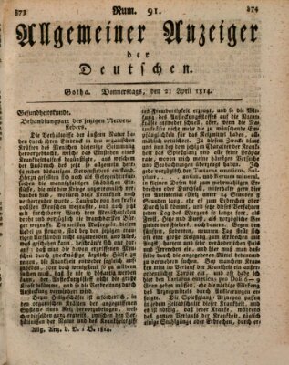 Allgemeiner Anzeiger der Deutschen Donnerstag 21. April 1814