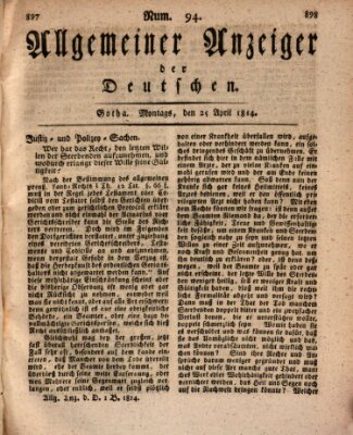 Allgemeiner Anzeiger der Deutschen Montag 25. April 1814