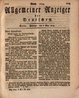 Allgemeiner Anzeiger der Deutschen Freitag 6. Mai 1814