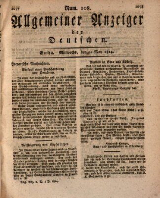 Allgemeiner Anzeiger der Deutschen Mittwoch 11. Mai 1814