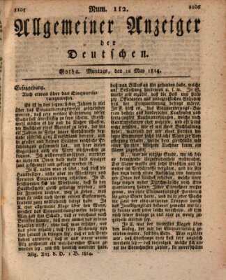 Allgemeiner Anzeiger der Deutschen Montag 16. Mai 1814