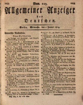 Allgemeiner Anzeiger der Deutschen Mittwoch 1. Juni 1814