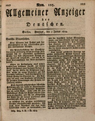 Allgemeiner Anzeiger der Deutschen Freitag 3. Juni 1814