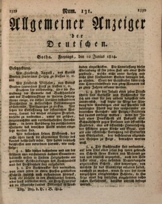 Allgemeiner Anzeiger der Deutschen Freitag 10. Juni 1814