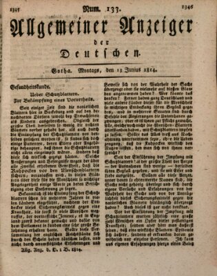 Allgemeiner Anzeiger der Deutschen Montag 13. Juni 1814