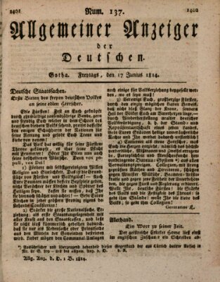 Allgemeiner Anzeiger der Deutschen Freitag 17. Juni 1814