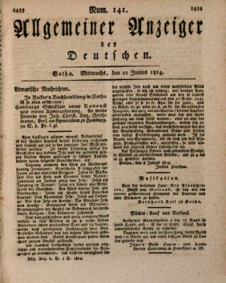 Allgemeiner Anzeiger der Deutschen Mittwoch 22. Juni 1814