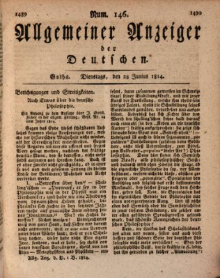 Allgemeiner Anzeiger der Deutschen Dienstag 28. Juni 1814