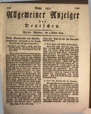 Allgemeiner Anzeiger der Deutschen Montag 4. Juli 1814