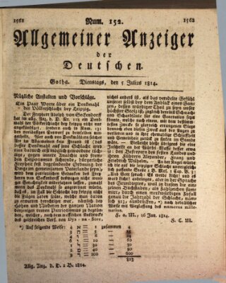 Allgemeiner Anzeiger der Deutschen Dienstag 5. Juli 1814