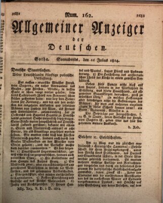 Allgemeiner Anzeiger der Deutschen Samstag 16. Juli 1814