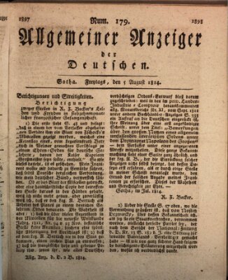 Allgemeiner Anzeiger der Deutschen Freitag 5. August 1814