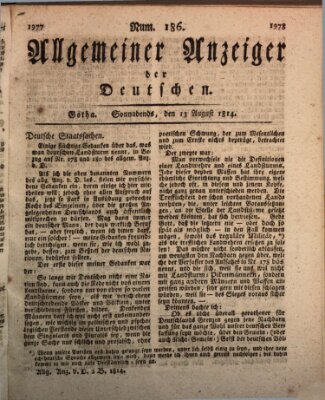 Allgemeiner Anzeiger der Deutschen Samstag 13. August 1814