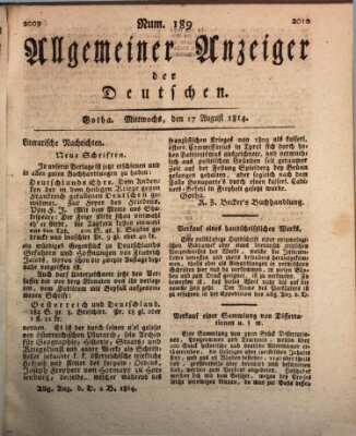 Allgemeiner Anzeiger der Deutschen Mittwoch 17. August 1814