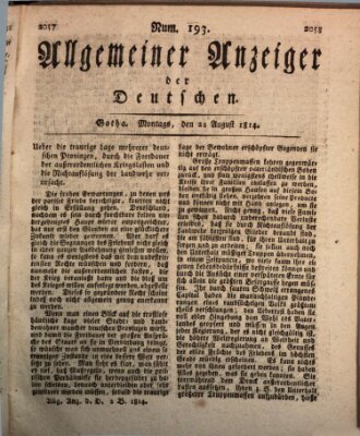 Allgemeiner Anzeiger der Deutschen Montag 22. August 1814