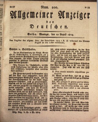 Allgemeiner Anzeiger der Deutschen Montag 29. August 1814