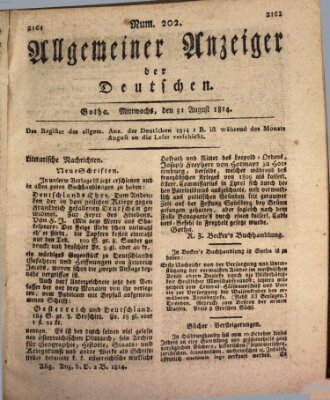 Allgemeiner Anzeiger der Deutschen Mittwoch 31. August 1814