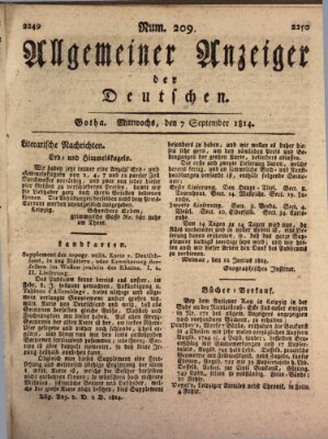 Allgemeiner Anzeiger der Deutschen Mittwoch 7. September 1814