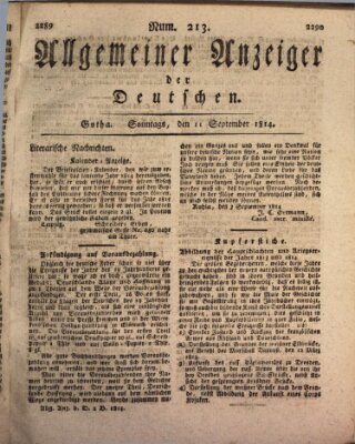 Allgemeiner Anzeiger der Deutschen Sonntag 11. September 1814