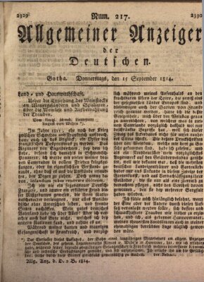 Allgemeiner Anzeiger der Deutschen Donnerstag 15. September 1814