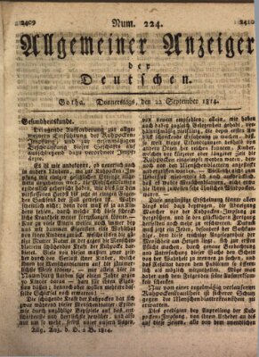 Allgemeiner Anzeiger der Deutschen Donnerstag 22. September 1814