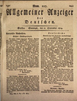 Allgemeiner Anzeiger der Deutschen Sonntag 25. September 1814