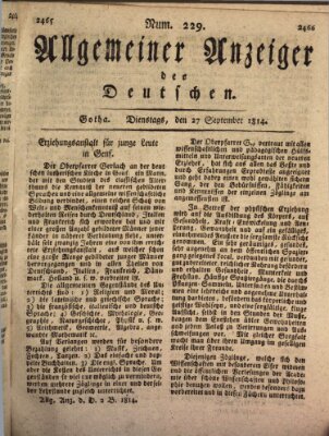 Allgemeiner Anzeiger der Deutschen Dienstag 27. September 1814