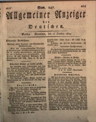 Allgemeiner Anzeiger der Deutschen Sonntag 16. Oktober 1814