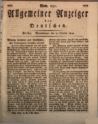 Allgemeiner Anzeiger der Deutschen Donnerstag 20. Oktober 1814