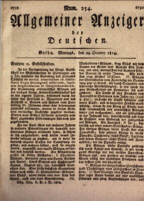 Allgemeiner Anzeiger der Deutschen Montag 24. Oktober 1814