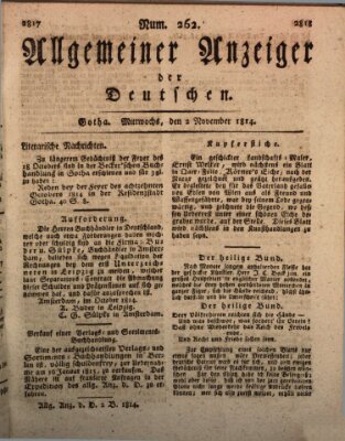 Allgemeiner Anzeiger der Deutschen Mittwoch 2. November 1814