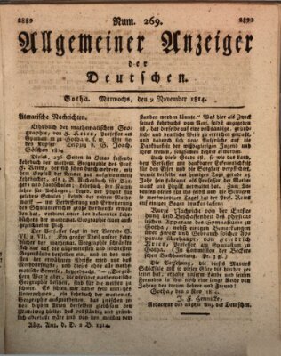 Allgemeiner Anzeiger der Deutschen Mittwoch 9. November 1814